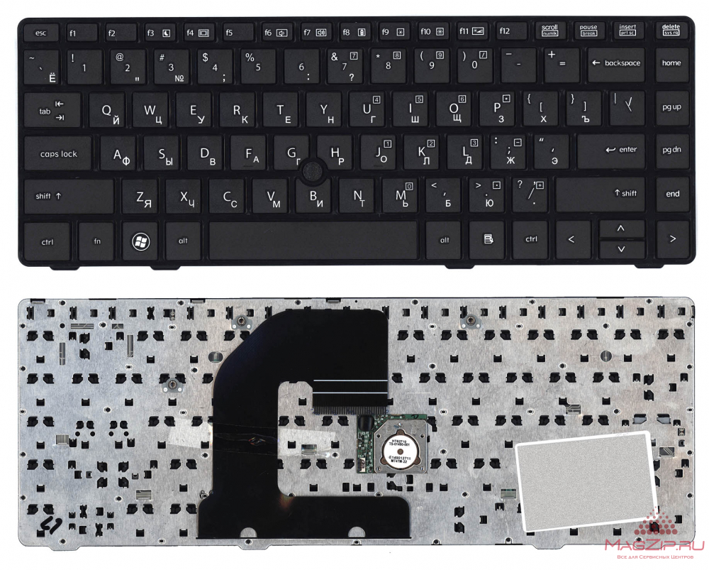 Клавиатура для ноутбука HP EliteBook 8460P ProBook 6460B 6465B черная с черной рамкой с указателем