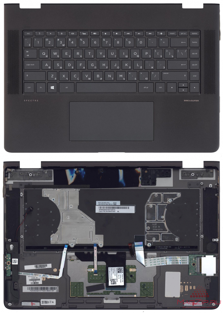 Клавиатура для ноутбука HP Spectre x360 15-BL топкейс темно-серый