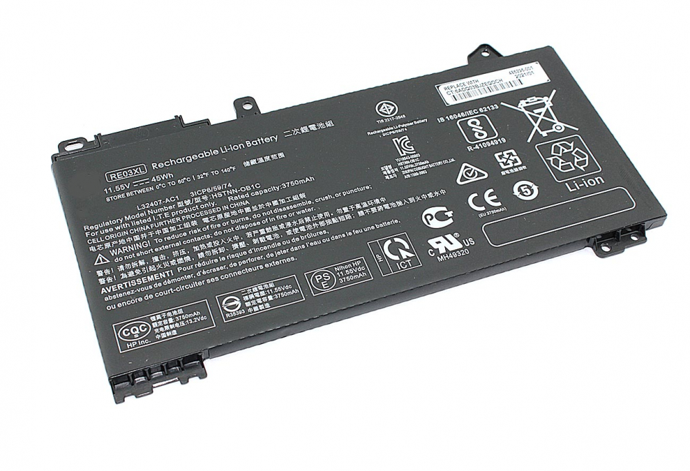 Аккумуляторная батарея для ноутбука HP ProBook 430 G6 (RE03-3S1P) 11,55V 3500mAh черная