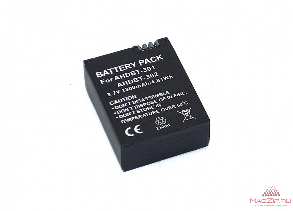 Аккумуляторная батарея для видеокамеры GoPro Hero 3 (AHDBT-301) 3,7V 1300mAh Li-ion