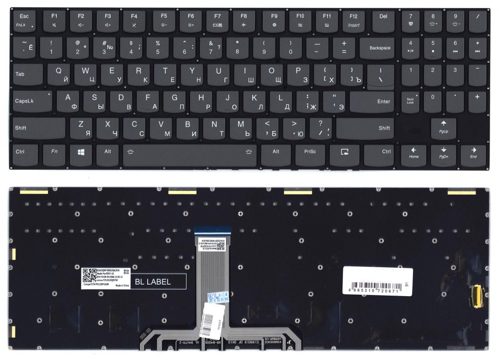 Клавиатура для ноутбука Lenovo Legion Y740-15 черная с подсветкой