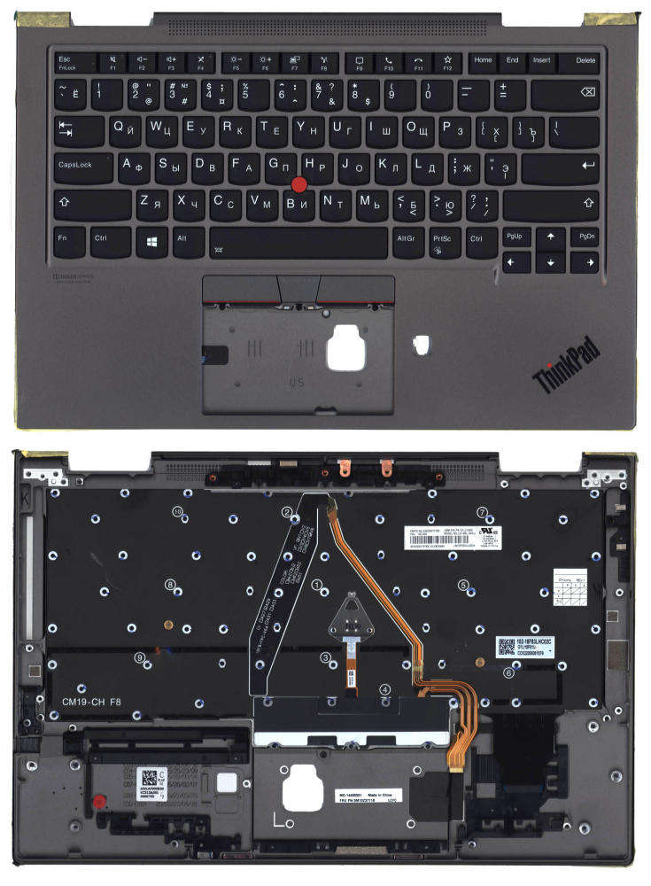 Клавиатура для ноутбука Lenovo Thinkpad X1 Yoga 5th Gen топкейс
