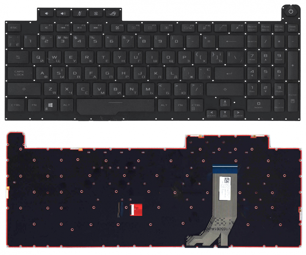 Клавиатура для ноутбука Asus G731GW G731GV черная с подсветкой