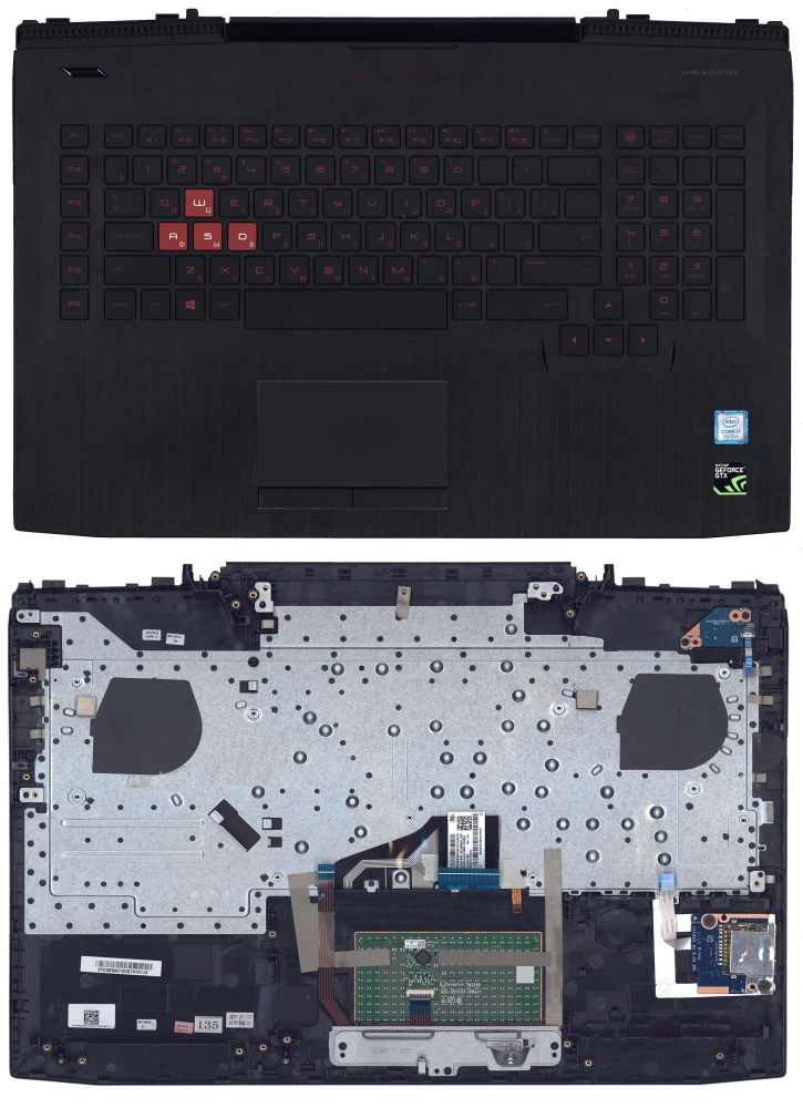 Клавиатура для ноутбука HP Omen 17-AN топкейс красный шрифт
