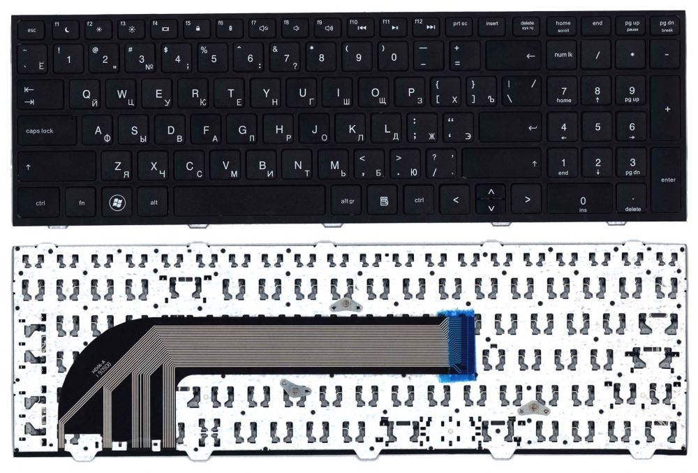 Клавиатура для ноутбука HP ProBook 4540S 4545S черная с черной рамкой