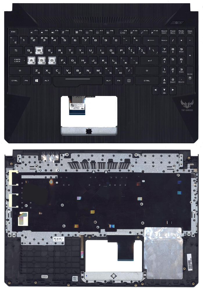 Клавиатура для ноутбука Asus FX505 черная топ-панель с подсвтекой
