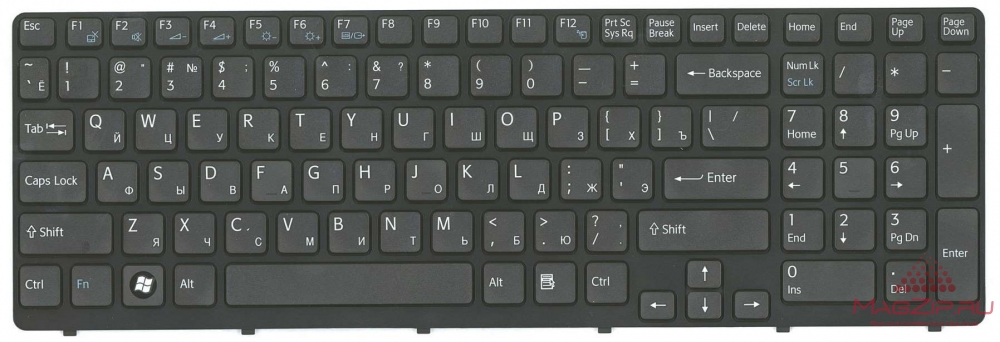 Клавиатура для ноутбука Sony Vaio SVE15 SVE1511V1R черная с серой рамкой